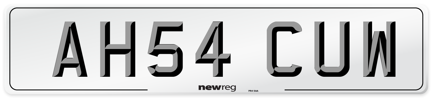AH54 CUW Number Plate from New Reg